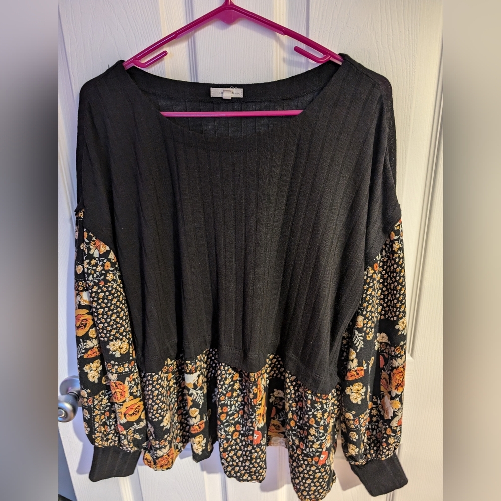 Women's XL Mixed Media Top